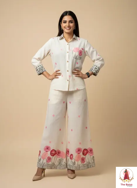 Blossom Breeze Embroidered Cotton Co-ord, from Sanganer, Jaipur
