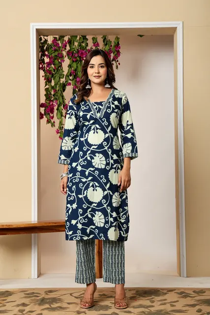 Floral Heritage 3-Piece Kurta Set, from Sanganer, Jaipur